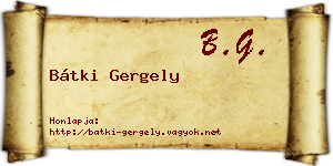 Bátki Gergely névjegykártya
